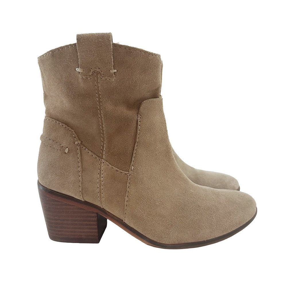 VINCE CAMUTO Slouchy Suede Block‎ Heel Ankle Boots • 6.5 • tan